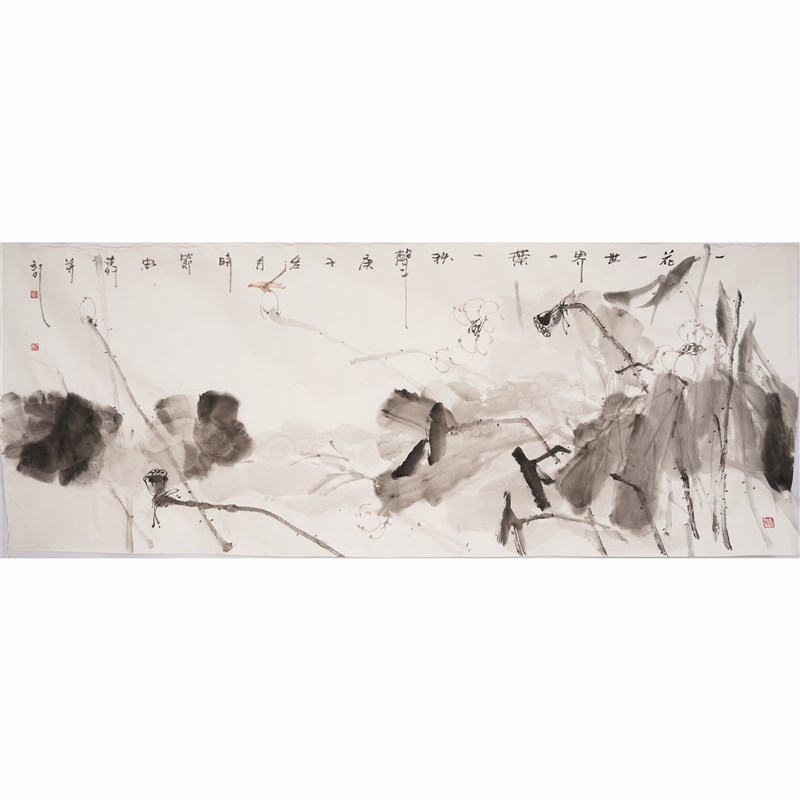 小六尺国画牡丹大写意手绘花鸟画办公室客厅装饰画廖忠柳00003