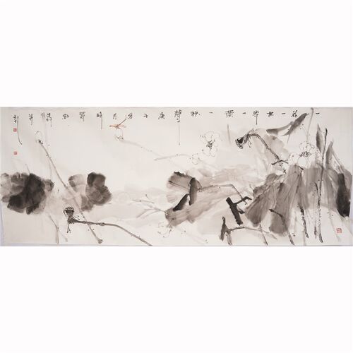 小六尺国画牡丹大写意手绘花鸟画办公室客厅装饰画廖忠柳00003