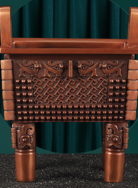 紫铜司父戊方鼎摆件鼎盛千秋铜鼎家居客厅玄关书房装饰品商务礼品