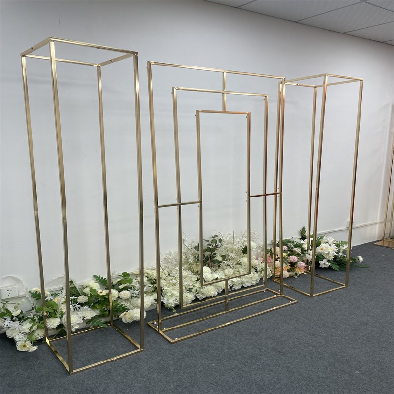婚庆新款铁艺回形拱门屏风组合背景架婚礼舞台道具装饰几何花架