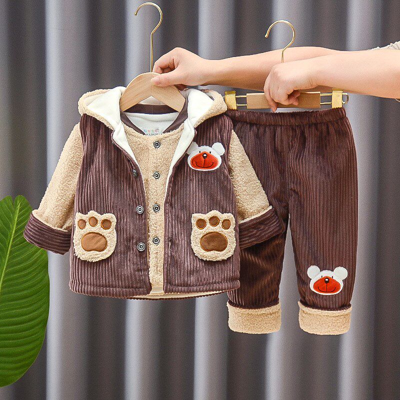 男童冬装0-1岁2-3岁婴儿宝宝秋冬棉衣套装加绒加厚外出棉服冬套装