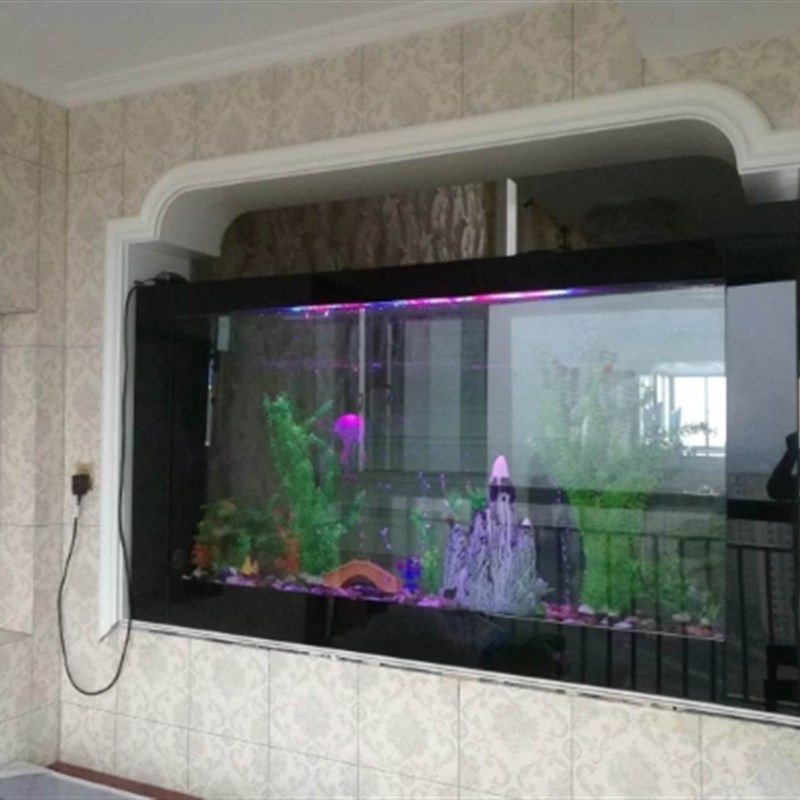 定做玄关隔断镶嵌入式生态鱼缸餐边柜台式水族箱玻璃客厅酒柜鱼缸