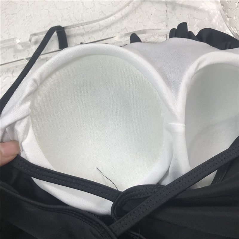 纯色黑色少女连体泳衣女小胸聚拢收腰显瘦显瘦遮肚平角裤裙式泳装