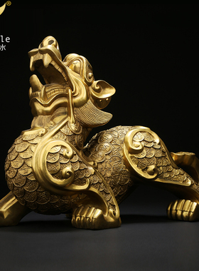 上善若水 全铜金钱貔貅摆件 一对招财办公客厅家O居饰品工艺品999