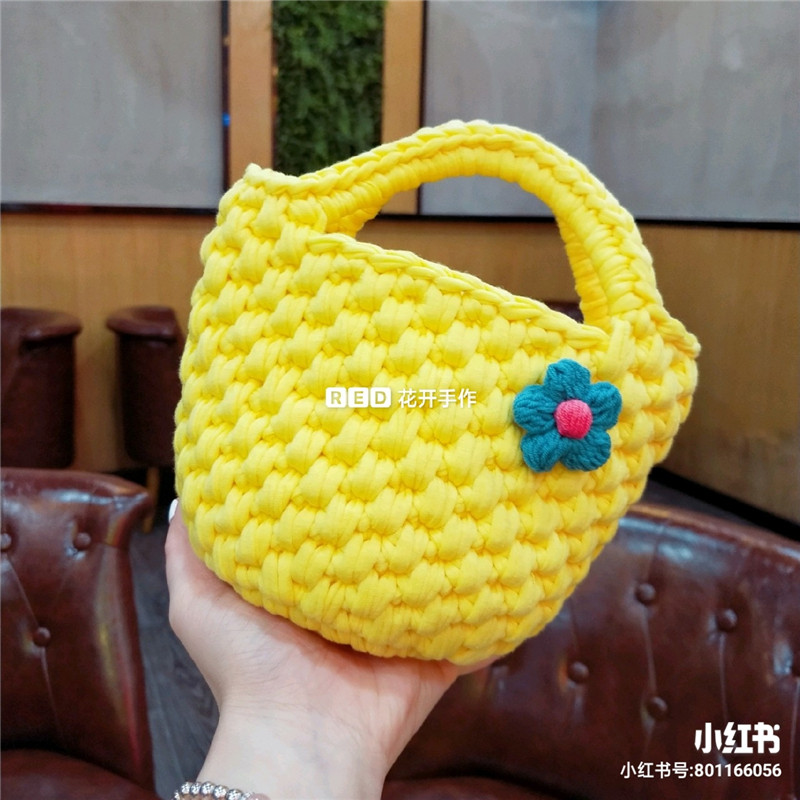 花开手作b 菠萝包泫雅编织包diy布条线钩针手工包手提包材料包夏