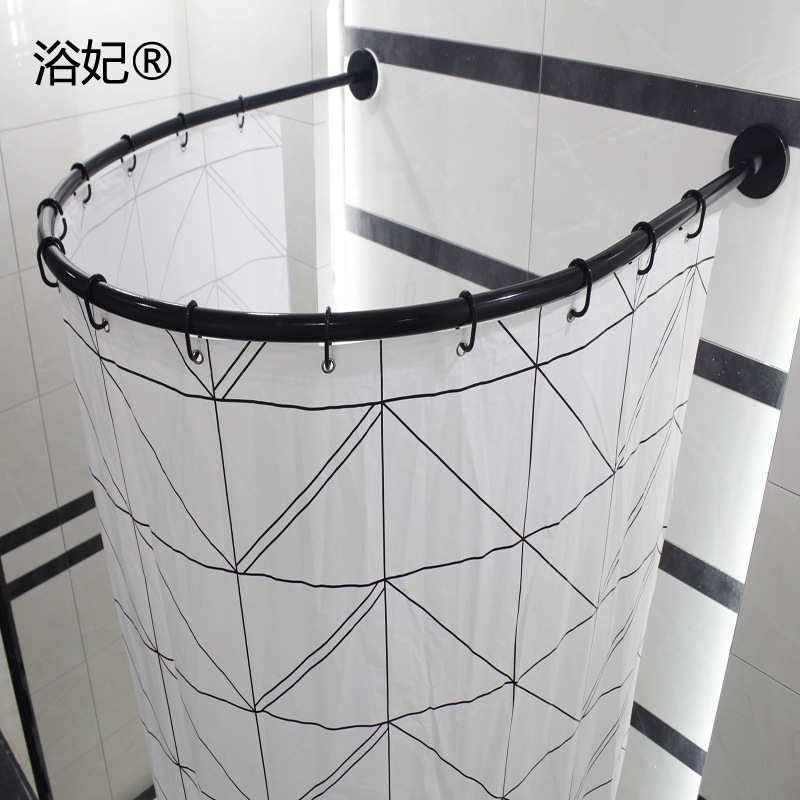 免打孔U形浴帘杆弧形套装不锈钢浴帘架卫生间打孔淋浴房轨道U型
