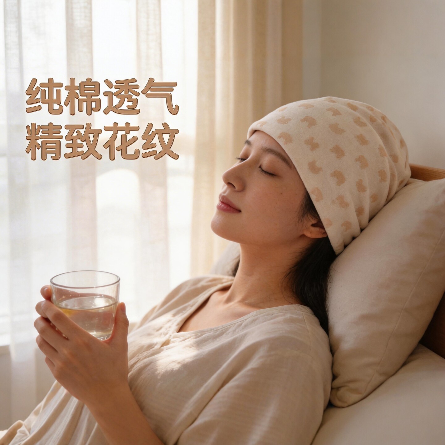 月子帽女款夏季薄款纯棉睡帽五月份空调房孕妇产后专用大头围睡觉