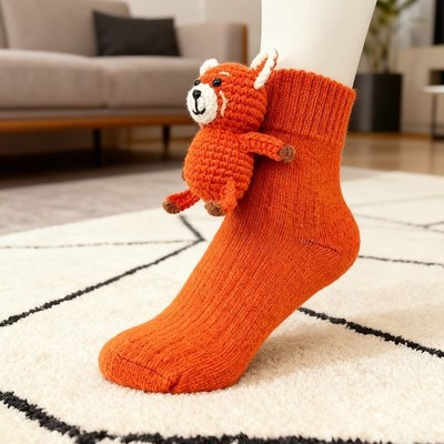 跨境新品Animal Socks动物袜圣诞针织地板袜保暖袜可爱秋冬地板袜