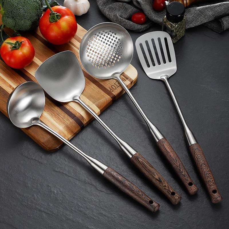 鸡翅木厨具304不锈钢锅铲