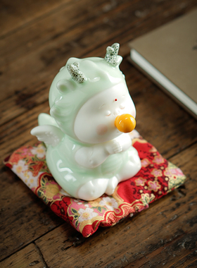 创意龙宝宝陶瓷工艺品送礼可爱打坐1/4寸套筒扳手龙茶宠摆件客厅