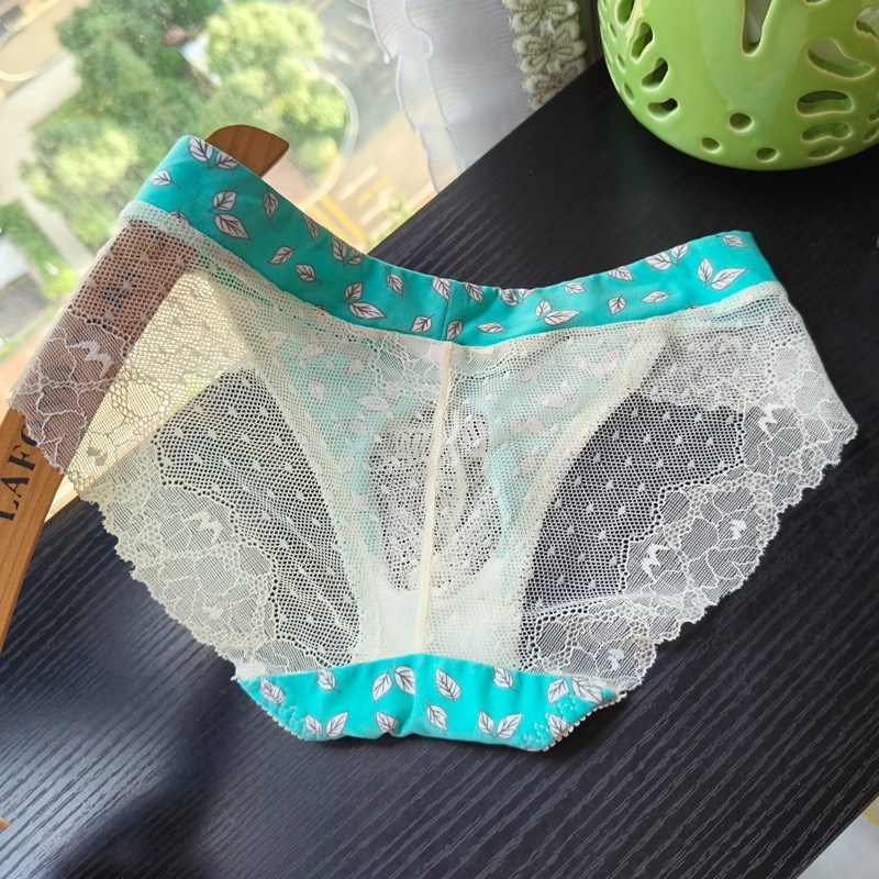 男士内裤性感蕾丝花边u凸jj套开口囊袋裤衩宽边透明透气孔三角裤