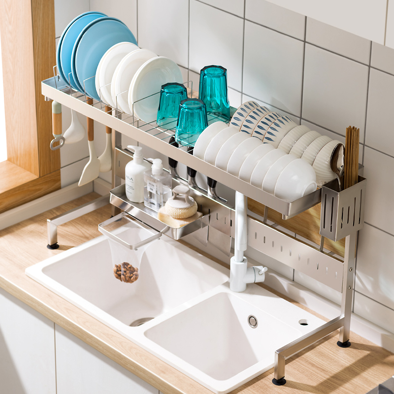 厨房水槽置物架多功能洗碗架子水池放碗碟盘收纳碗架不锈钢沥水架