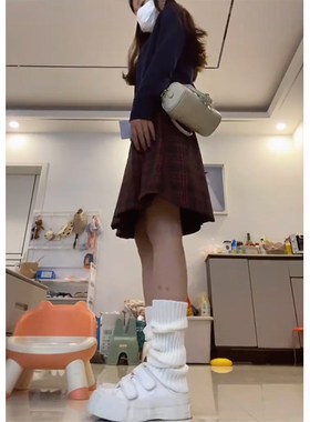 美式伯克利半裙女秋季大码胖mm巨显瘦裙子a字红色格子百褶半身裙