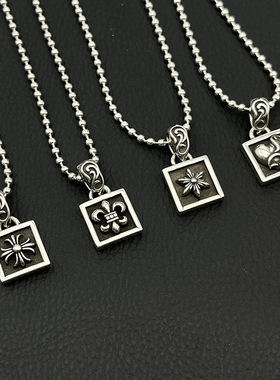 s925纯银克罗伈复古十字花项链男女童军花六芒星桃心吊坠毛衣链潮