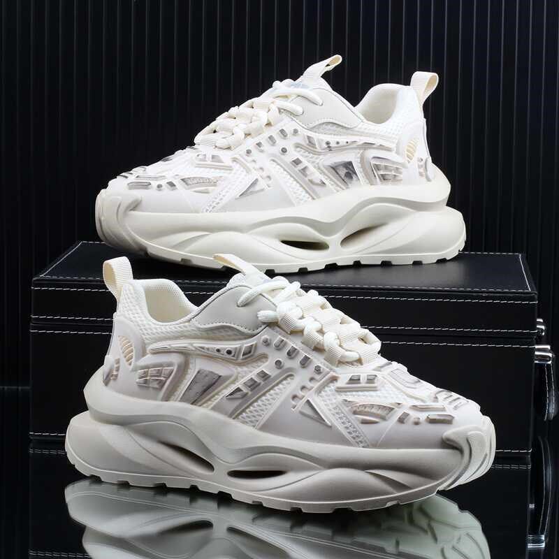 夏季鞋子男款2024新款男鞋休闲运动鞋男透气跑步鞋厚底增高老爹鞋