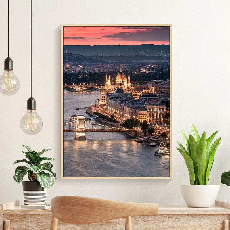 匈牙利布达佩斯装饰画客厅沙发背景墙画餐厅城市夜景建筑风景挂画