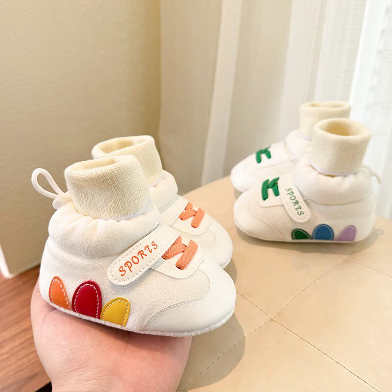 秋冬季宝宝棉鞋子0-1岁软底加绒3婴儿鞋袜3-6-9Q-12个月不掉保暖