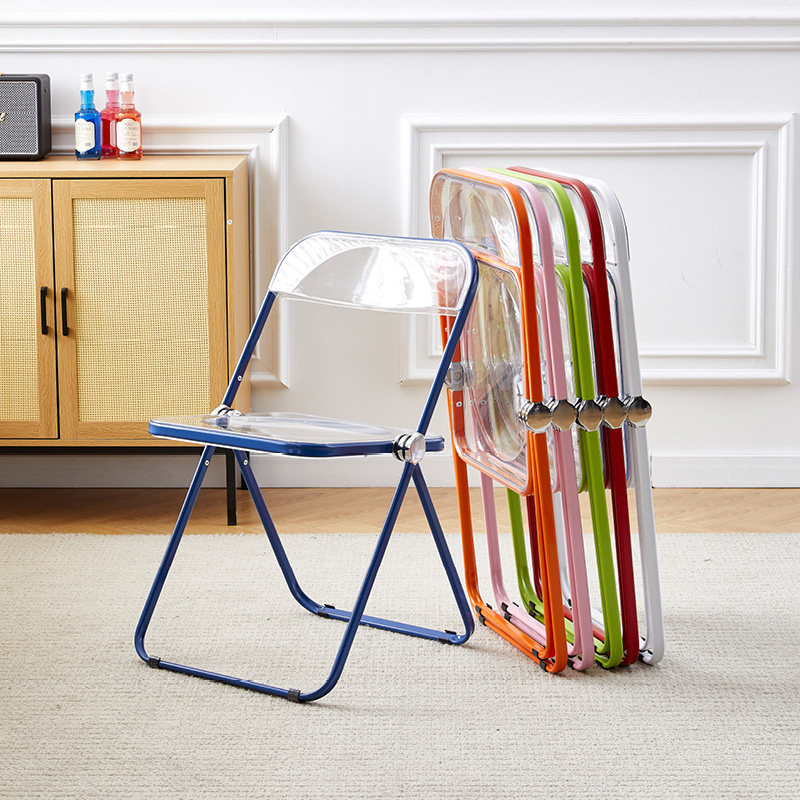 折叠椅简约现代网红亚克力女服装店拍照凳子家用ins餐椅透明椅子