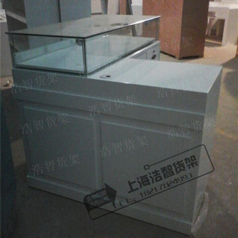 收银台带饰品柜玻璃柜展示柜木制烤漆柜电脑桌办公台展柜陈列柜可