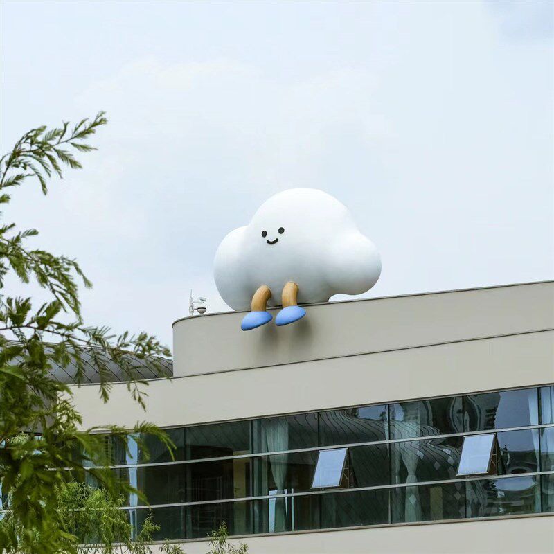 玻璃钢云朵d公仔雕塑幼儿园操场游乐园室内园林景观屋顶装饰大摆