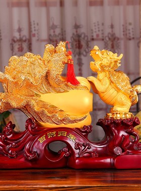 招财龙龟玉白菜摆件工艺品百财归来大号饭店开张开业送礼