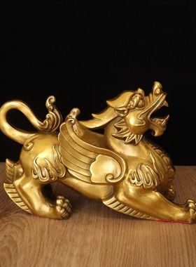 纯铜貔貅摆件一对客厅办公室铜皮丘工艺品桌面家居摆设招财皮休