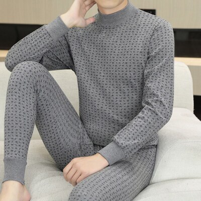 男士秋衣秋裤套装中老年爸爸衬衣衬裤打底衫冬季中领保暖内衣