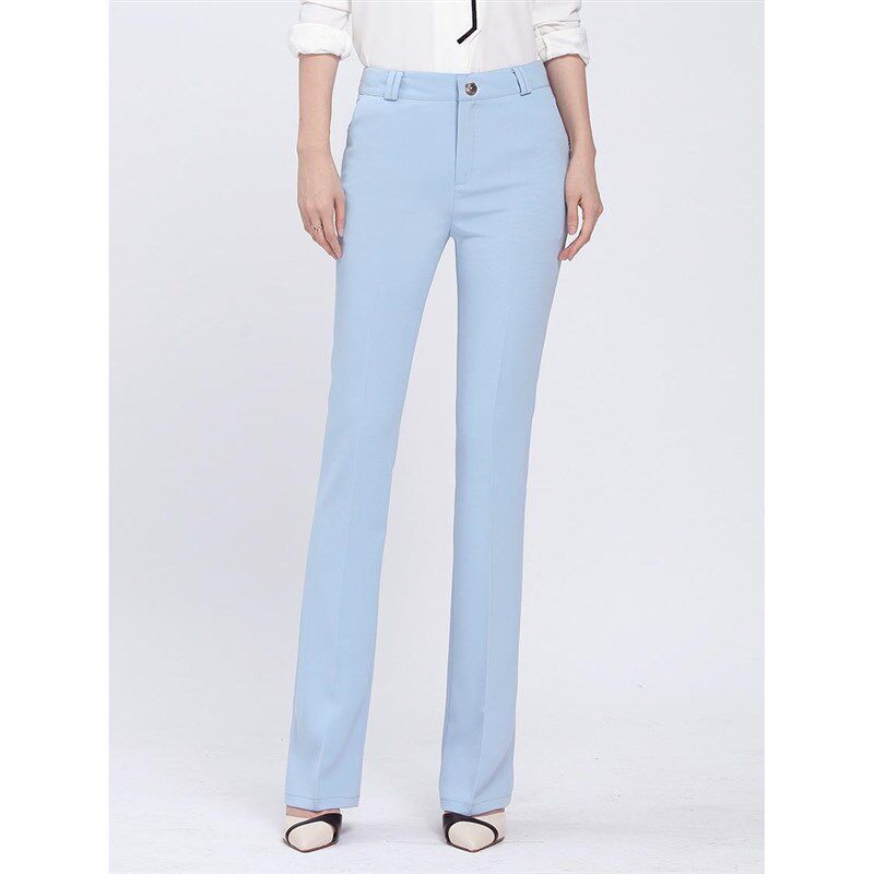 薄款高个子175夏小微喇加长裤女工作裤黑色职业西裤浅色长裤凉感