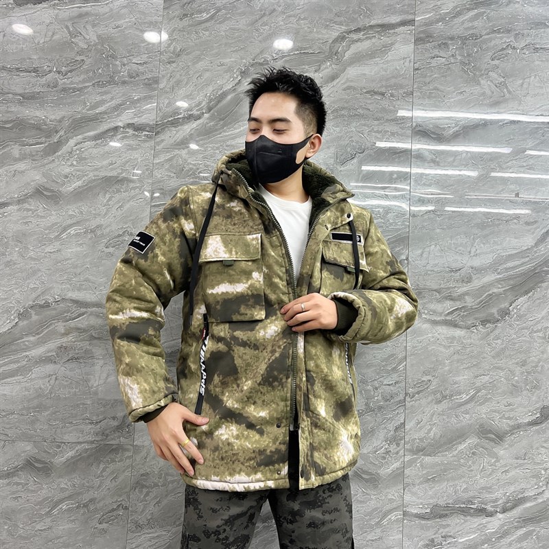 迷彩棉大衣男冬季加绒加厚冷库工作C服中长款防寒保暖防水劳保棉