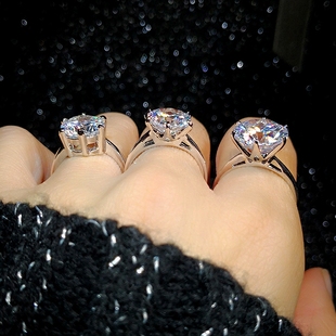 仿真钻戒女六爪鸽子蛋超大五克拉钻小众设计N时尚奢华夸张食指戒