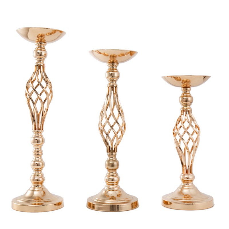 新麻花烛台主桌花瓶铁艺花器婚庆道具路引橱窗装饰婚礼签到台摆件