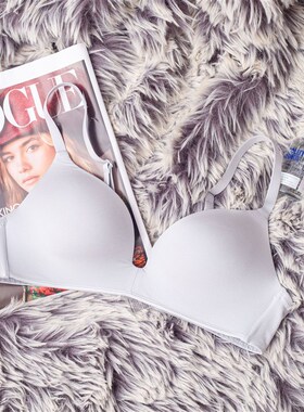 Wbra日系小胸光面无痕软支撑内衣女聚拢无钢圈薄夏天防下垂文胸