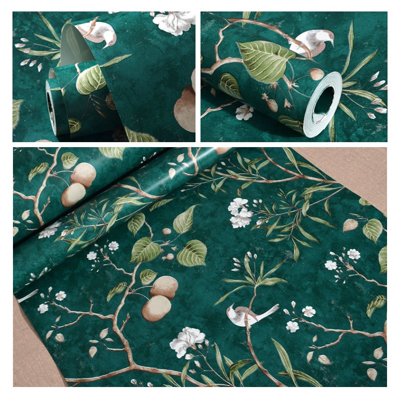 沪达墙纸非自粘无胶不带背胶刷胶家用纯纸卧室客厅花鸟背景墙壁纸