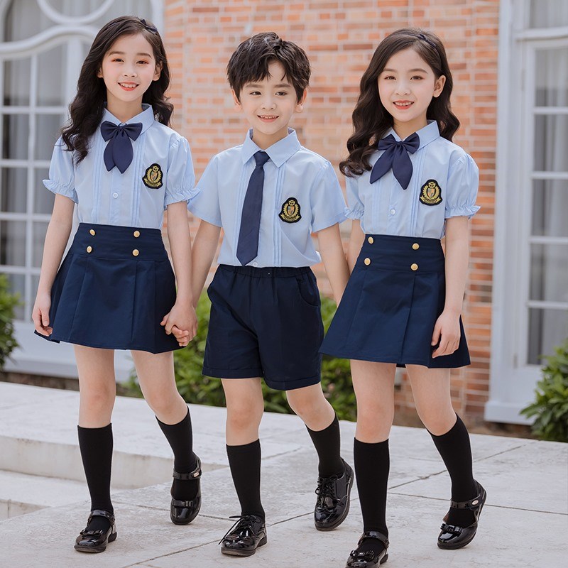 定制幼儿园园服夏小学生s班服英伦风衬衣套装夏季儿 童毕业照校服