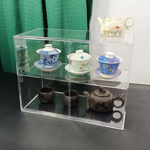 亚克力透明杯架茶壶茶杯收纳紫砂壶展示架桌面茶具收纳盒边柜定制