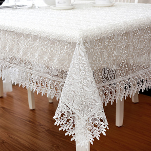 清新玻璃纱刺绣h台布 欧式正方形餐桌布 田园蕾丝茶几布现代简约