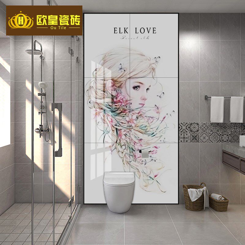 现代简约美少女卫生间浴室背景u墙砖玄关造型瓷砖定做岩板800x260