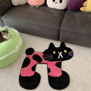 多巴胺趴b趴狗地毯植绒客厅奶油风毛毯可爱儿童卧室潮地垫卡通脚