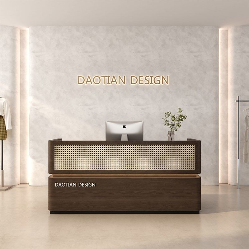 藤编侘寂风吧台收银台中式茶餐饮饭店古玩茶叶店养生馆美容院前台,商业/办公家具,收银台,淘宝优惠券,粉丝福利购,淘宝优惠卷