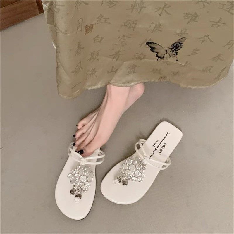 夹趾拖鞋女平底夏季外穿时尚2025新款沙滩度假罗马波西米亚凉拖鞋,女鞋,人字拖,淘宝优惠券,粉丝福利购,淘宝优惠卷