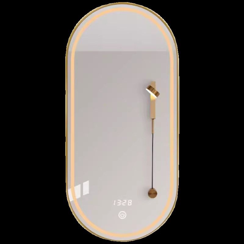 浴室镜子卫生间304不锈钢led带灯触摸屏挂墙式洗手台椭圆型智能镜
