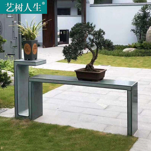 石雕花架盆景台大理石石桌石凳琴桌条案芝麻黑青石供桌庭院石花架