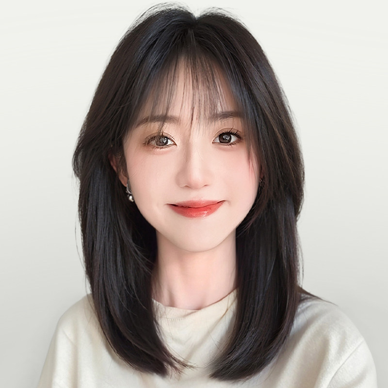 短发假发女仿真发全真人发自然全头套中长发减R龄锁骨发整顶假发