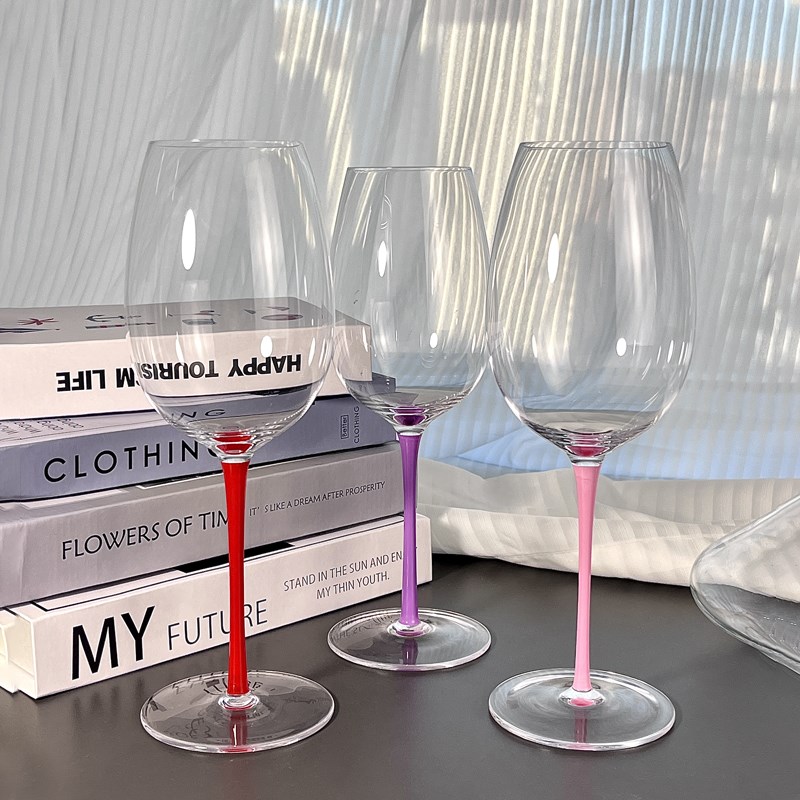 水晶玻璃粉色红酒杯高脚杯子无铅家用高颜值勃艮第黑皮诺葡萄酒杯