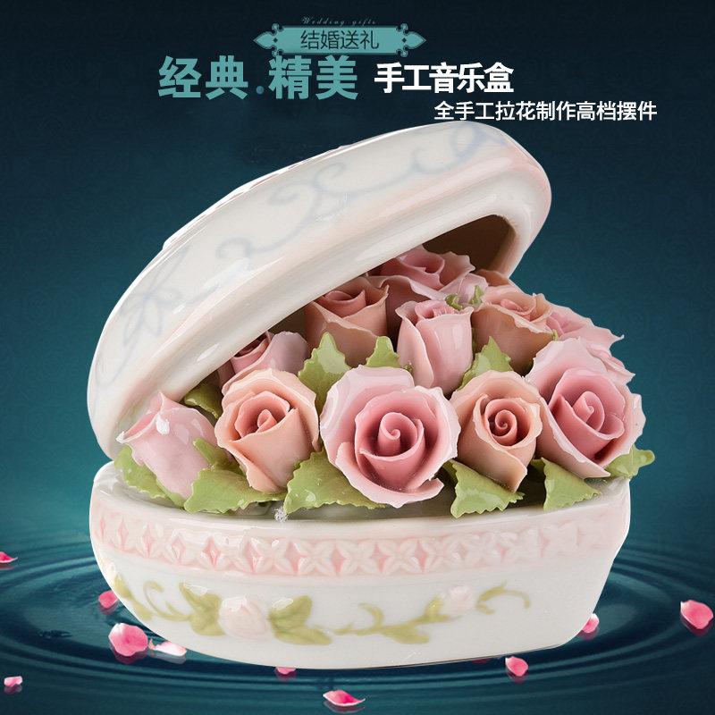 漂亮精致高大上全k手工心形爱情八音盒送女生朋友儿童生日结婚礼