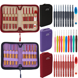 勾针套装红色软柄手工钩针工具diy编织毛线包包编织拖鞋围巾材料