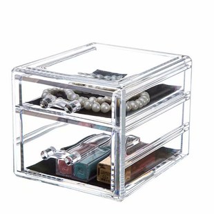 小号透明亚克力抽屉式桌面珠宝首饰收纳盒头绳儿童发卡物品整理盒