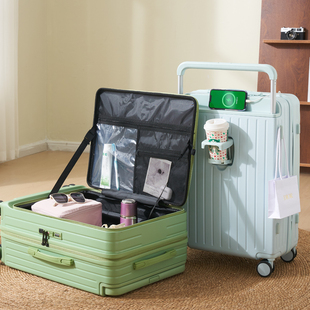 侧开盖深仓一体式行李o箱女宽拉杆箱20寸24大容量旅行箱多功能登