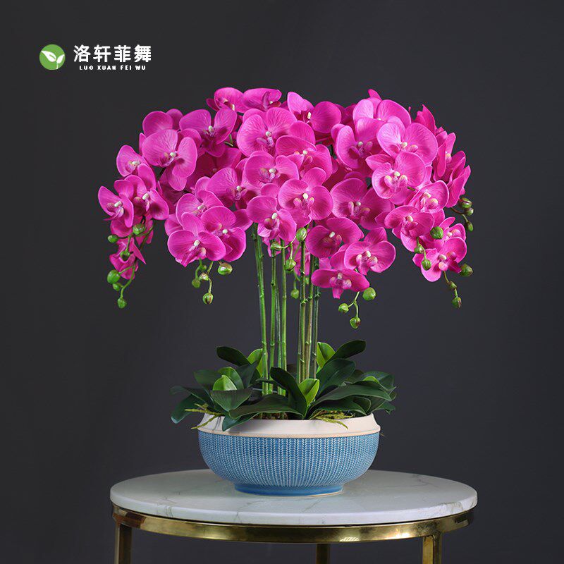 高档手感b保湿蝴蝶兰仿真花假花摆设客厅餐桌花艺摆件装饰花艺盆