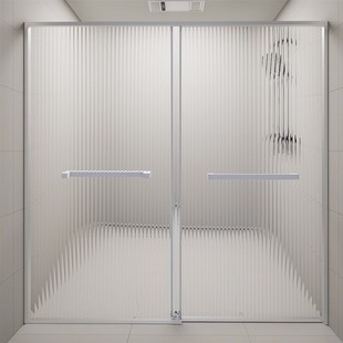 淋浴房一字型移门缓冲推拉卫生间干E湿分离玻璃隔断浴室洗澡无障